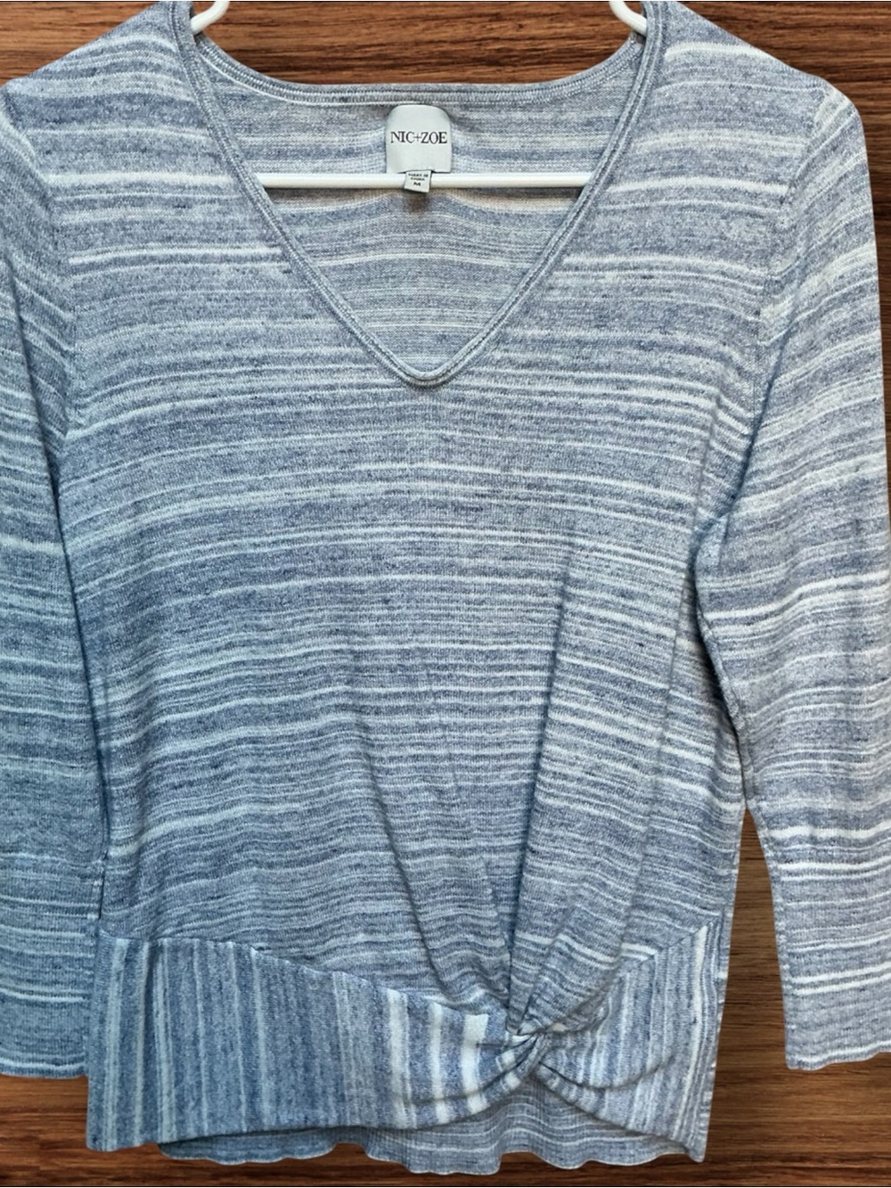 NIC+ZOE Heathered Gray V‑Neck Sweater